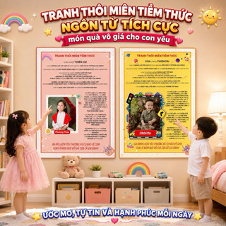TRANH THÔI MIÊN TIỀM THỨC CHO BÉ YÊU decal dán tường( MẪU CHƯA IN ẢNH và TÊN)