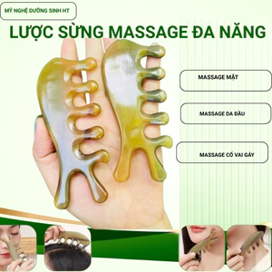 Lược Sừng Massage Đầu Hình Cá Heo 7 Răng Tròn, Mát Xa Ấn Huyệt Thư Giãn Cơ Thế - Mỹ Nghệ Dưỡng Sinh HT