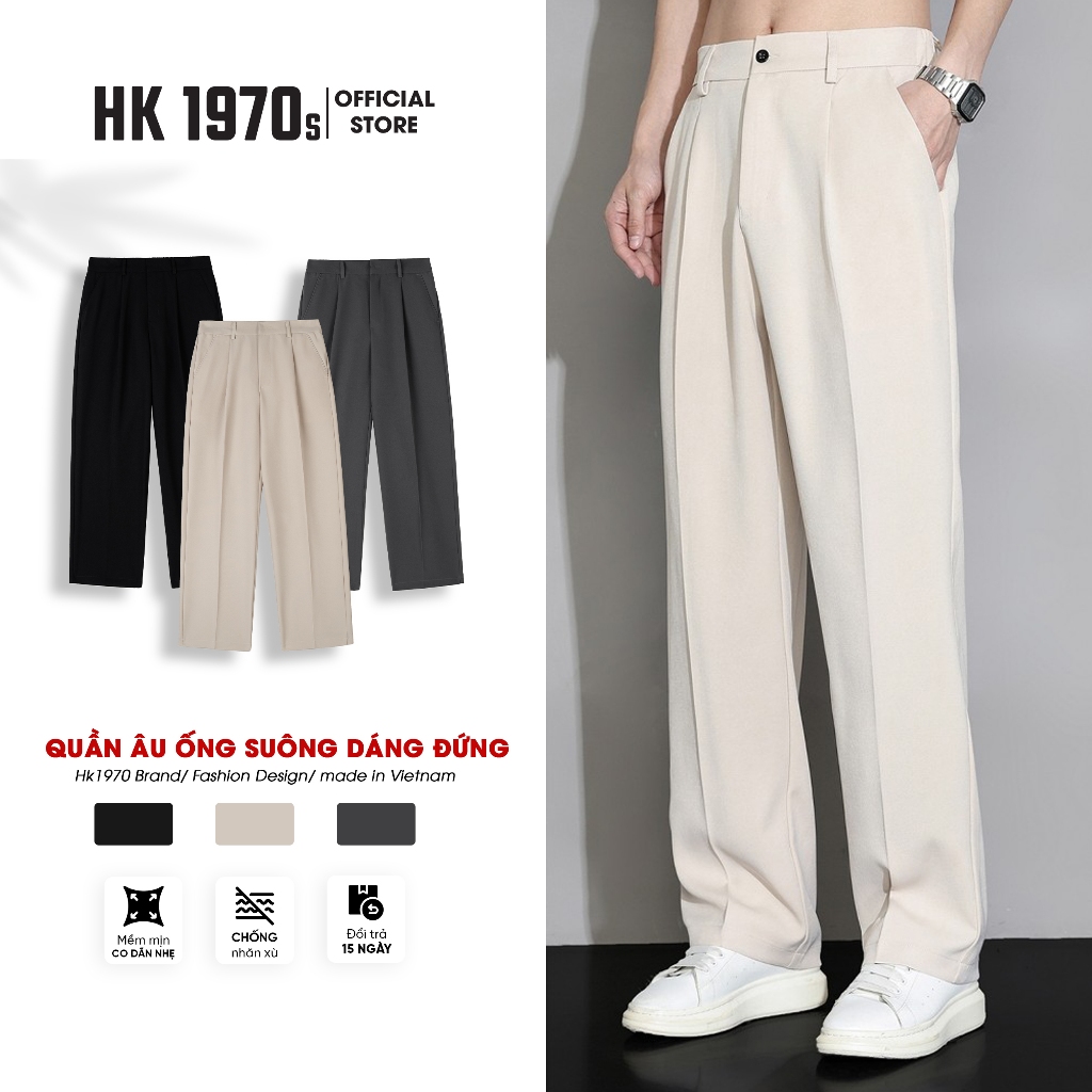 Quần Tây Nam Ống Suông Cạp Chun Sau, Quần Âu Nam Hách Dáng Vải Cotton Hàn Co Dãn Nhẹ Thoáng Khí Q087