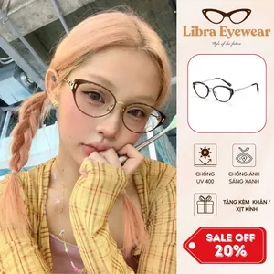 Gọng Kính Mắt Mèo Chống Tia UV & Ánh Sáng Xanh, Thay Mắt Cận Bảo Vệ Mắt