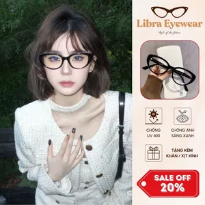 Kính Thời Trang Dáng Mắt Mèo Chống Tia UV & Ánh Sáng Xanh, Thay Tròng Cận