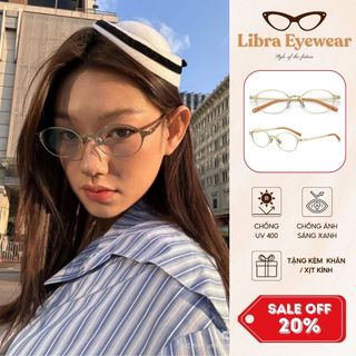 [MUA 1 TẶNG 1 PHỤ KIỆN] Kính Oval Classic Gọng Kim Loại Thay Tròng Cận Phù Hợp Đi Làm Đi Học