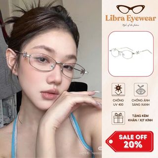 Kính Mát Oval Đính Đá Hoa Sang Trọng, Gọng Kim Loại Siêu Nhẹ Chống Tia UV