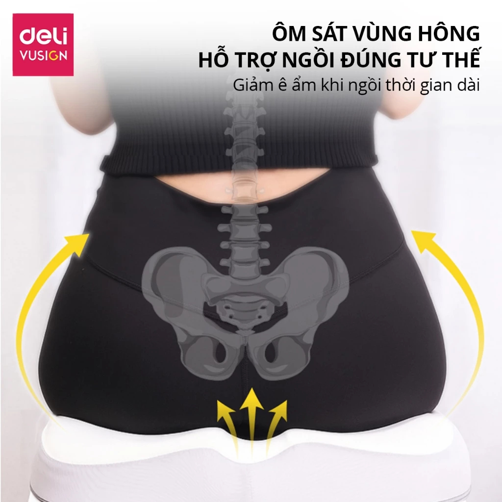 [SVIP] Đệm Ghế Ngồi Văn Phòng DeLi Thoáng Khí Chống Trĩ Chất Liệu Cao Su Non Giảm Ê Mỏi Điều Chỉnh Tư Thế Ngồi