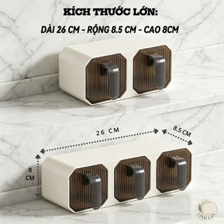 Khay Đựng Gia Vị 3 Ngăn, Khay Đựng Muối Đường Dán Tường Tiện Lợi Chắc Chắn Thiết Kế Công Thái Học, Đa năng Chống Ruồi Bọ