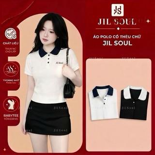 Áo polo nữ cổ phối ren điệu đà, dáng xuông nhẹ, thêu chữ JiL Soul chất thun cotton mềm mịn thoáng mát, phong cách năng đ