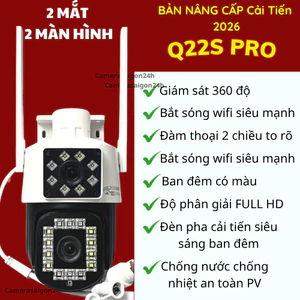 Camera 2 Mắt Q22S Pro Bảo Hành 5 Năm-Đàm thoại 2 chiêu- quay đêm có màu - Camera Lắp Đặt Ngoài Trời