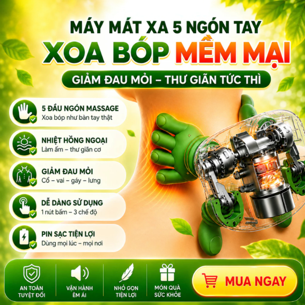 Máy massage cổ vai gáy mô phỏng bàn tay chuyên gia xoa bóp mềm mại, giảm đau thư giãn nhẹ nhàng