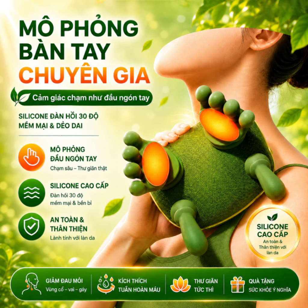Máy massage cổ vai gáy mô phỏng bàn tay chuyên gia xoa bóp mềm mại, giảm đau thư giãn nhẹ nhàng
