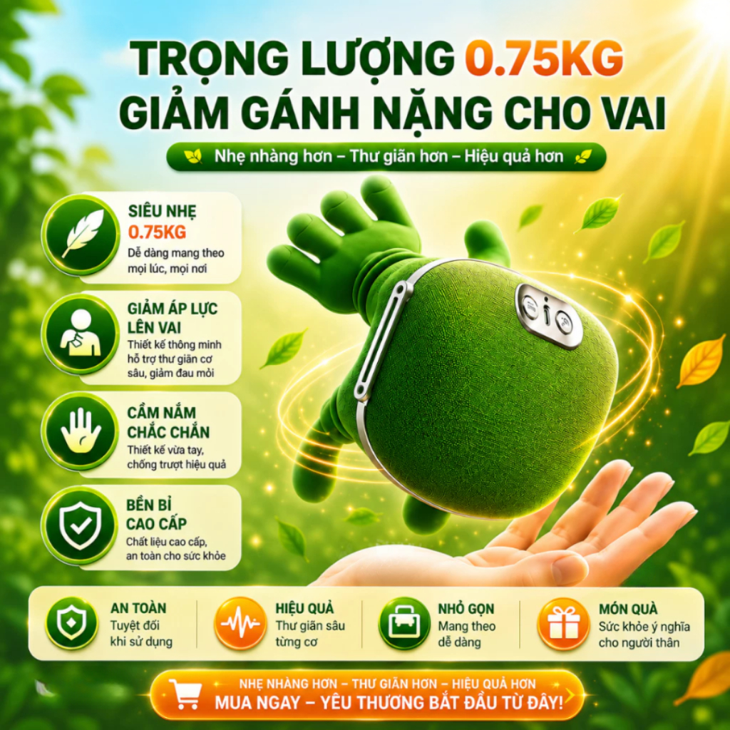 Máy massage cổ vai gáy mô phỏng bàn tay chuyên gia xoa bóp mềm mại, giảm đau thư giãn nhẹ nhàng