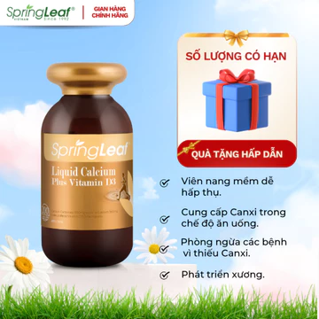 Bổ sung canxi vitamin D3 Liquid Calcium Plus Vitamin D3 Spring Leaf tăng cường sức khỏe xương và răng