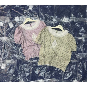 Áo thô hoa nhí cổ đen babydoll QCCC