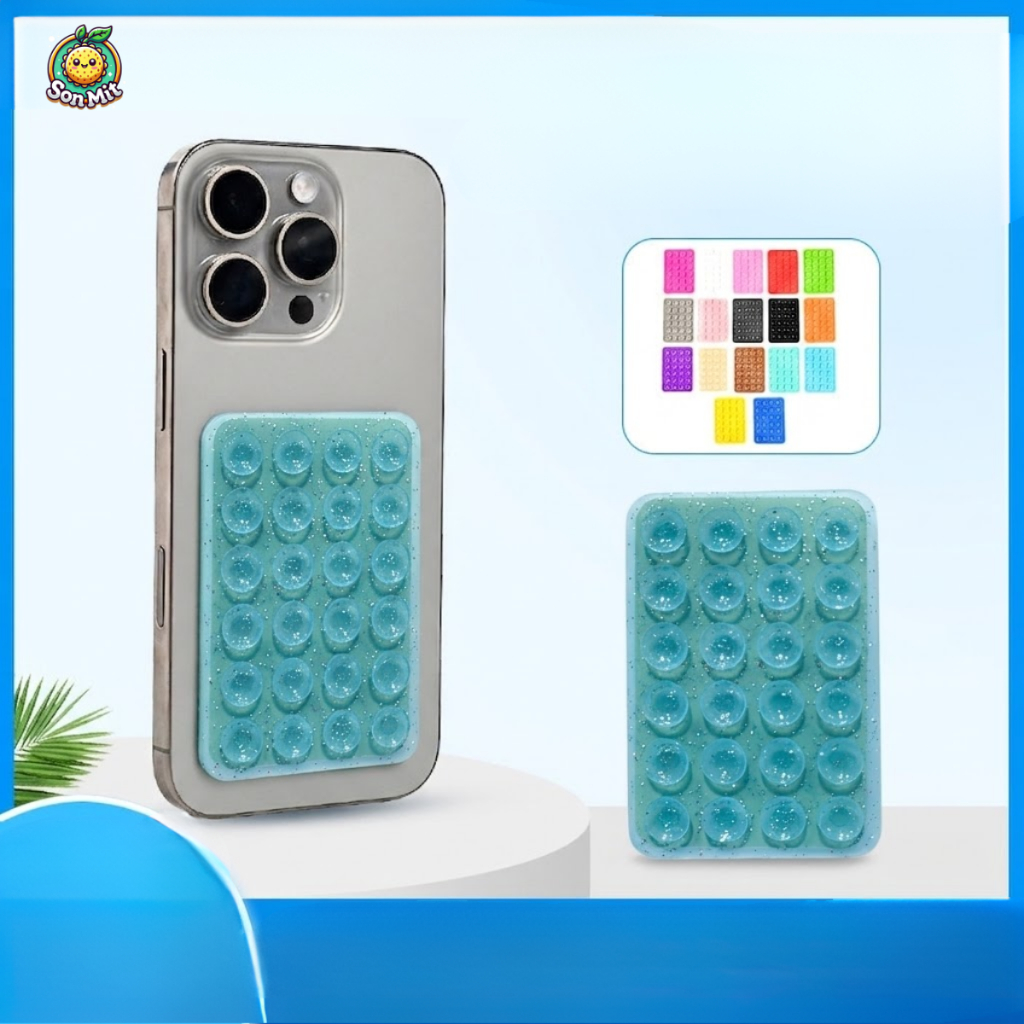 [ CÓ SẴN] Miếng Dán Điện Thoại ,Silicon 1 Mặt Hình Lấp Lánh Chữ Nhật 24 Giác Hút Nhiều Bề Mặt Cho Mọi Địa Hình