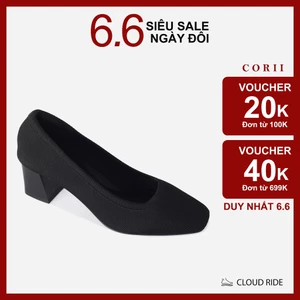 CORII - Giày Bít Cao Gót Mũi Vuông The Elegance Thời Trang và Thoải Mái Nhất - CR04EG1 Đen