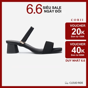 CORII - Giày Sandal Cao Gót Quai Ngang Bản Nhỏ Mũi Vuông Thời Trang và Thoải Mái Nhất - CR6WMS1 Đen