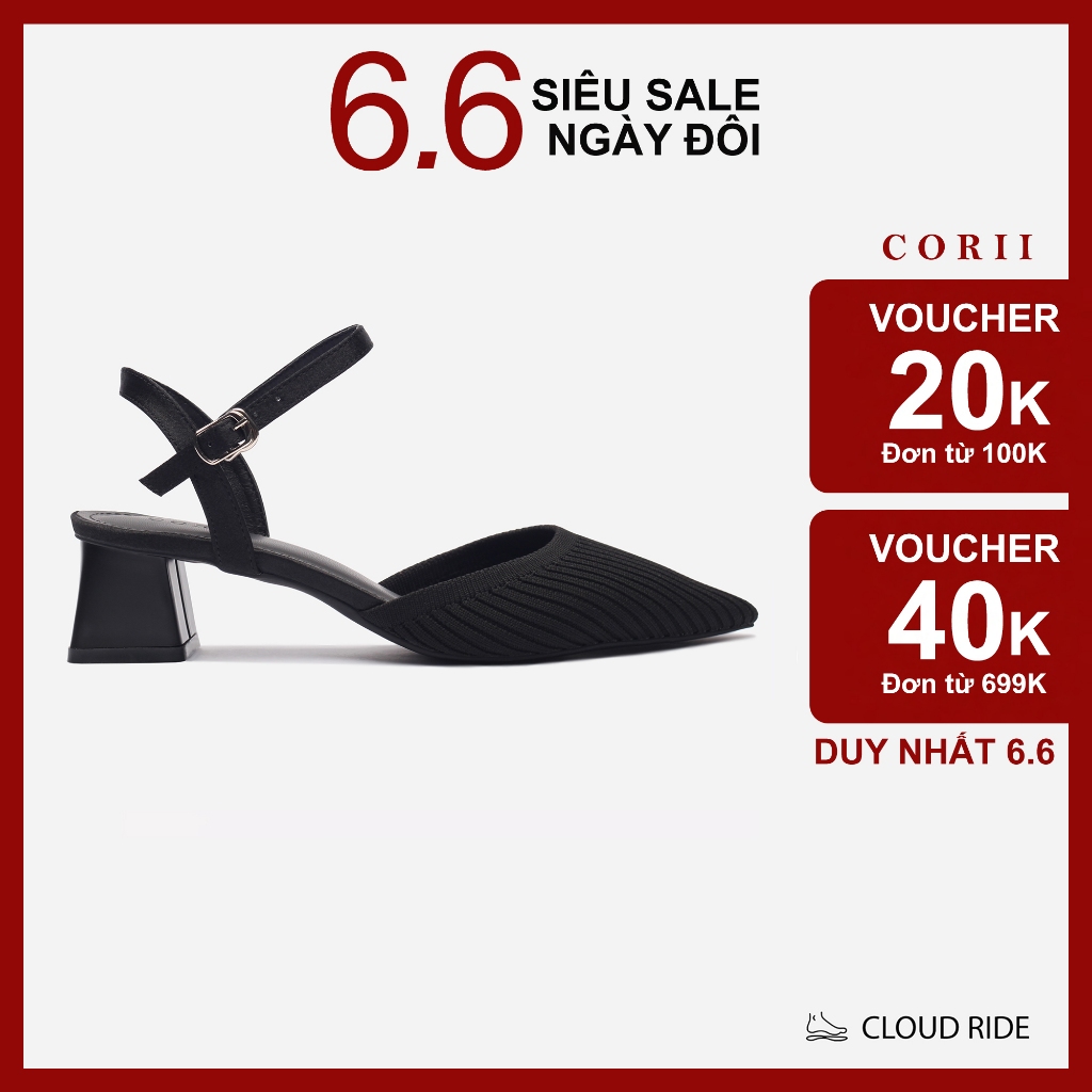 CORII - Giày Sandal Cao Gót Bít Mũi Gót Vuông 4cm BST The Grace Thời Trang và Thoải Mái Nhất - CR6TN41 Đen