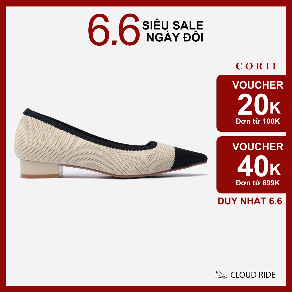 CORII - Giày Bít Cao Gót Mũi Nhọn The Rosa Thời Trang và Thoải Mái Nhất - CR04RSS Trắng & Đen