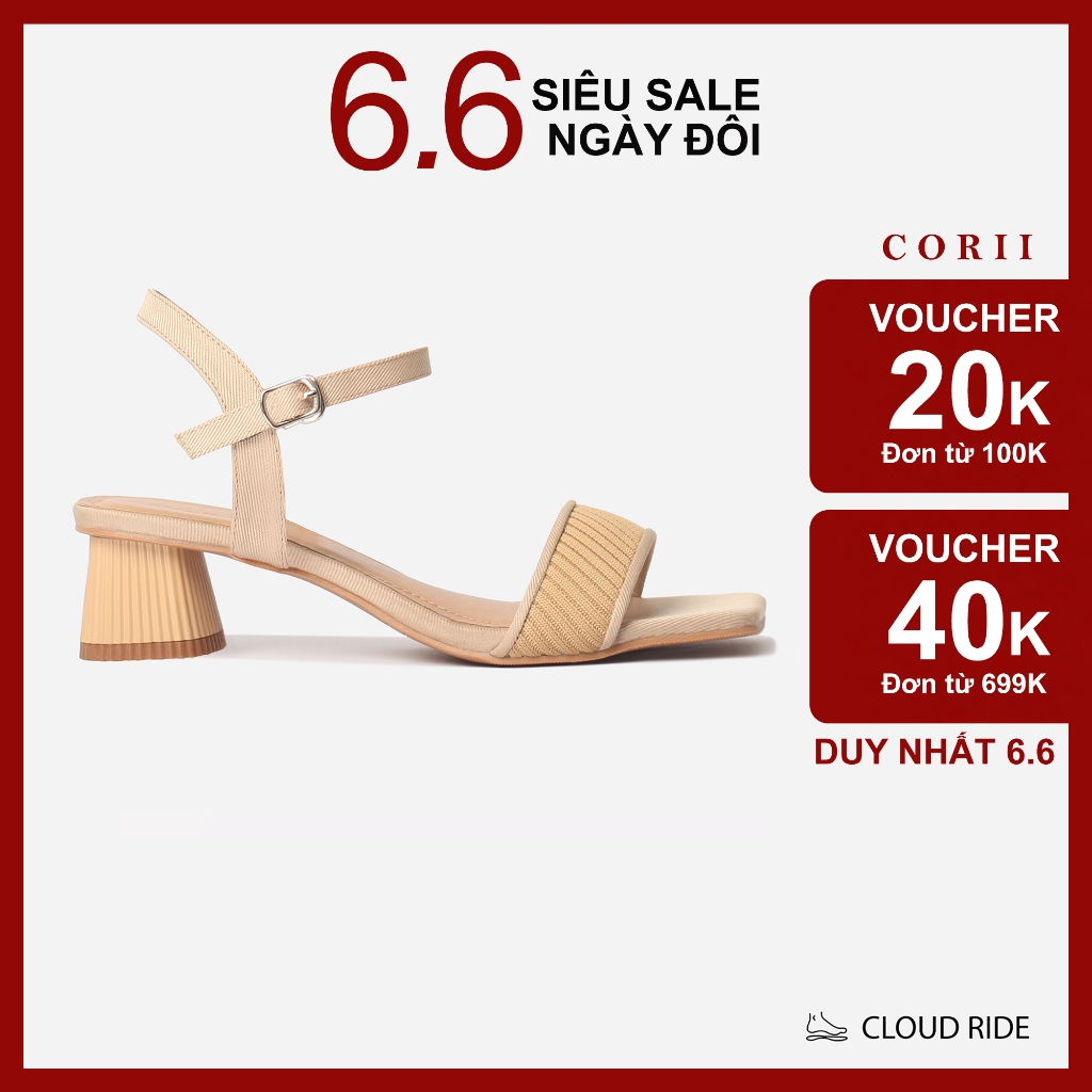 CORII - Giày Sandal Cao Gót Quai Ngang Bản Nhỏ Mũi Vuông Thời Trang và Thoải Mái Nhất - CR06WW2 Kem
