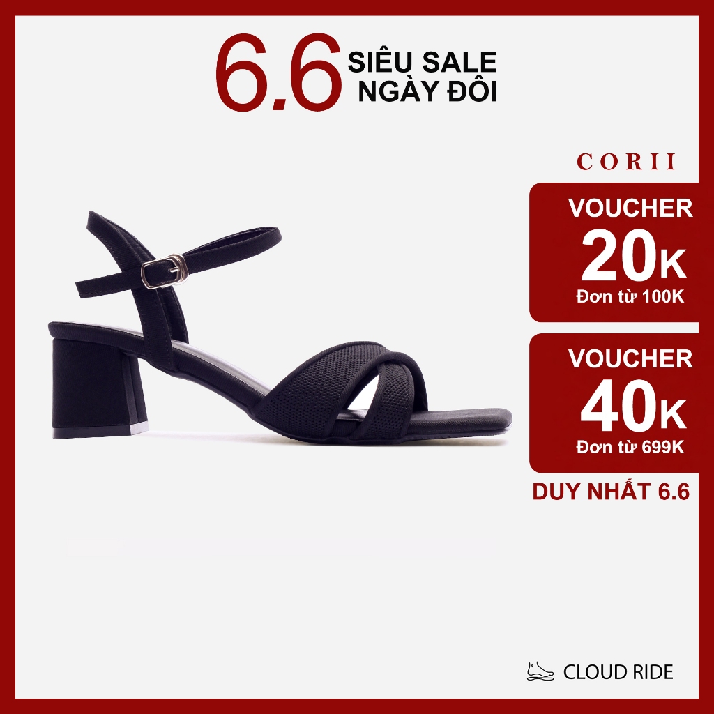 CORII - Dép Guốc Cao Gót Quai Chéo The Swan 2.0 Mũi Vuông Thời Trang và Thoải Mái Nhất - CR10SW1 Đen