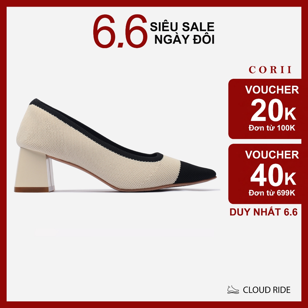 CORII - Giày Bít Cao Gót Mũi Nhọn The Rosa Thời Trang và Thoải Mái Nhất - CR4RSS5 Trắng & Đen