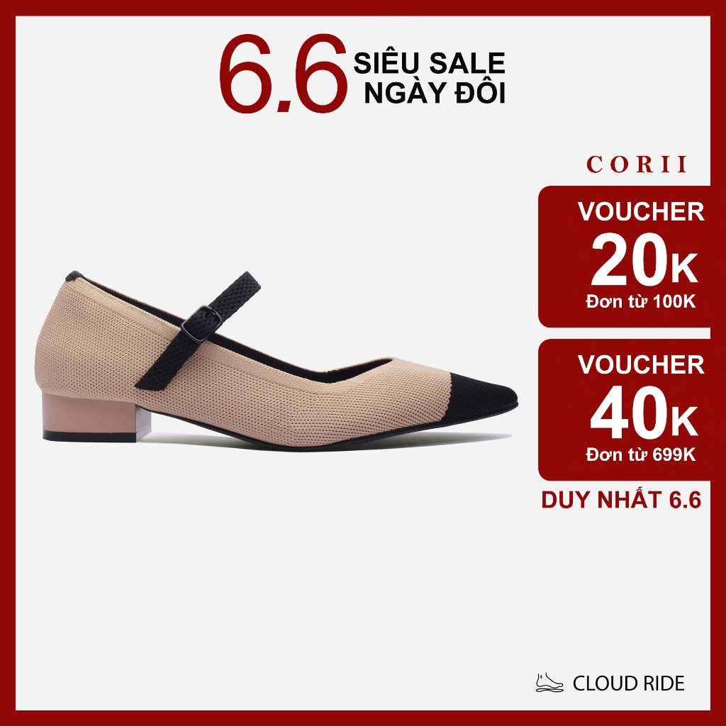CORII - Giày Bít Cao Gót Mũi Nhọn The Nature Mary Jane Thời Trang và Thoải Mái Nhất - CR4SMJ1 Đen & Kem