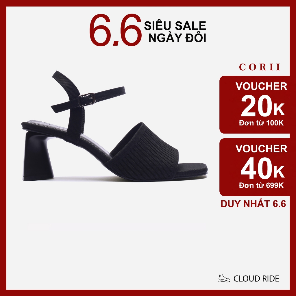 CORII - Giày Sandal Cao Gót Mũi Vuông TẾT 2026 Thời Trang và Thoải Mái  - CR6T261 Đen