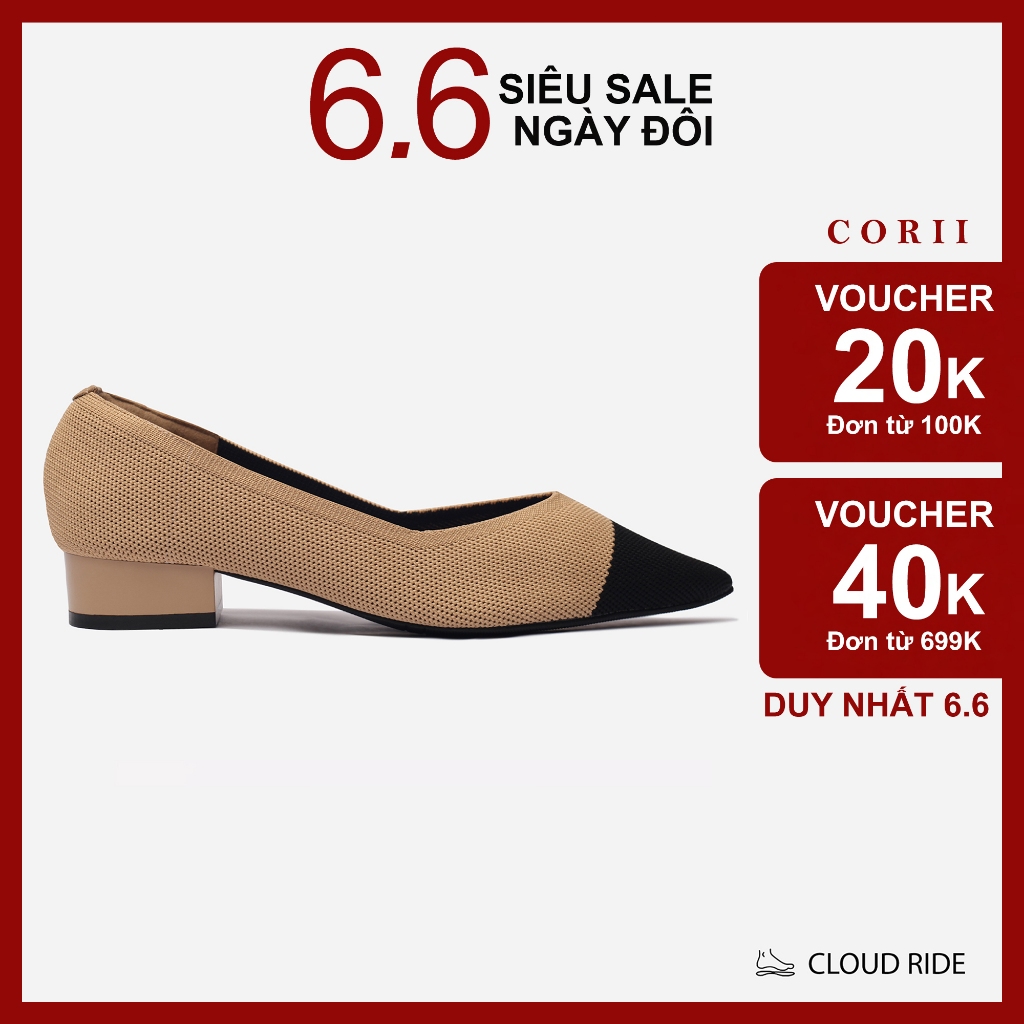 CORII - Giày Bít Cao Gót Mũi Nhọn The Nature 3.0 Thời Trang và Thoải Mái Nhất - CR04S Đen & Kem