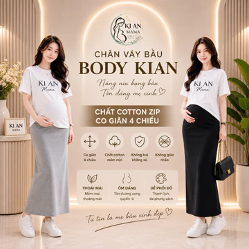 Chân váy bầu công sở body KIAN 079 dáng suông chữ A tôn dáng, chân váy bầu trơn basic,váy bầu siêu co dãn dễ phối đi làm