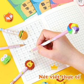 Bút Chì HB Kèm Tẩy Luyện Chữ Học Tập Cho Học Sinh Văn Phòng, Gỗ Cao Cấp, Đầu Tẩy Dễ Thương, Set 20-60 Cây, Giá Siêu Rẻ