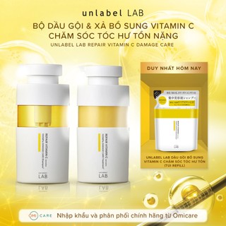 Bộ Dầu Gội Xả Bổ Sung Vitamin C Phục Hồi Tóc Hư Tổn, Dưỡng Mềm Mượt Từ Gốc Đến Ngọn Unlabel LAB 400ml