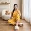 Đồ bộ Quần 9 tất Áo bèo ngực Tay ngắn, Chất vải tôn lanh mặc nhà mát mềm mịn Dễ thương Đủ size 40~75kg NaShop
