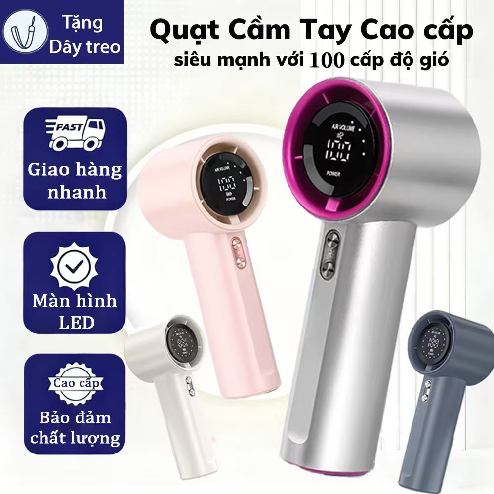 💙2026 Quạt cầm tay Mini💙Màn LED 4000mAh Sạc Nhanh Quạt tích điện gió mạnh tốc độ cao Quạt tích điện
