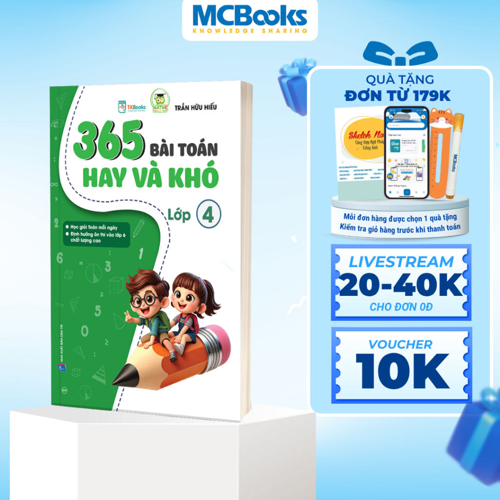 Sách - 365 Bài Toán Hay Và Khó Lớp 4 - Thầy Trần Hữu Hiếu