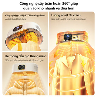 kawu Máy sấy quần áo gấp gọn Công nghệ sấy tuần hoàn 360°Khử khuẩn và diệt mạt Hẹn Giờ Thông Minh