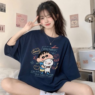 áo phông thun nữ nam 3158 in hình shin chất cotton khô form rộng thấm hút mồ hôi