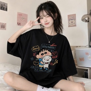 áo phông thun nữ nam 3158 in hình shin chất cotton khô form rộng thấm hút mồ hôi