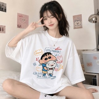 áo phông thun nữ nam 3158 in hình shin chất cotton khô form rộng thấm hút mồ hôi