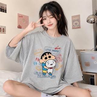 áo phông thun nữ nam 3158 in hình shin chất cotton khô form rộng thấm hút mồ hôi