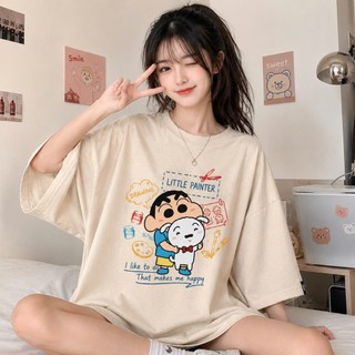 áo phông thun nữ nam 3158 in hình shin chất cotton khô form rộng thấm hút mồ hôi