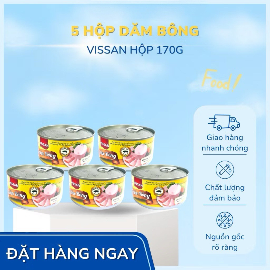 Vissan Combo 5 Hộp Dăm Bông 170g Chính Hãng Date Mới