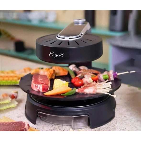 Bếp Nướng Điện E-Grill 1800W Xoay Tự Động 360 Độ, Không Mùi, Không Khói, Chống Dính, Thương Hiệu Đức