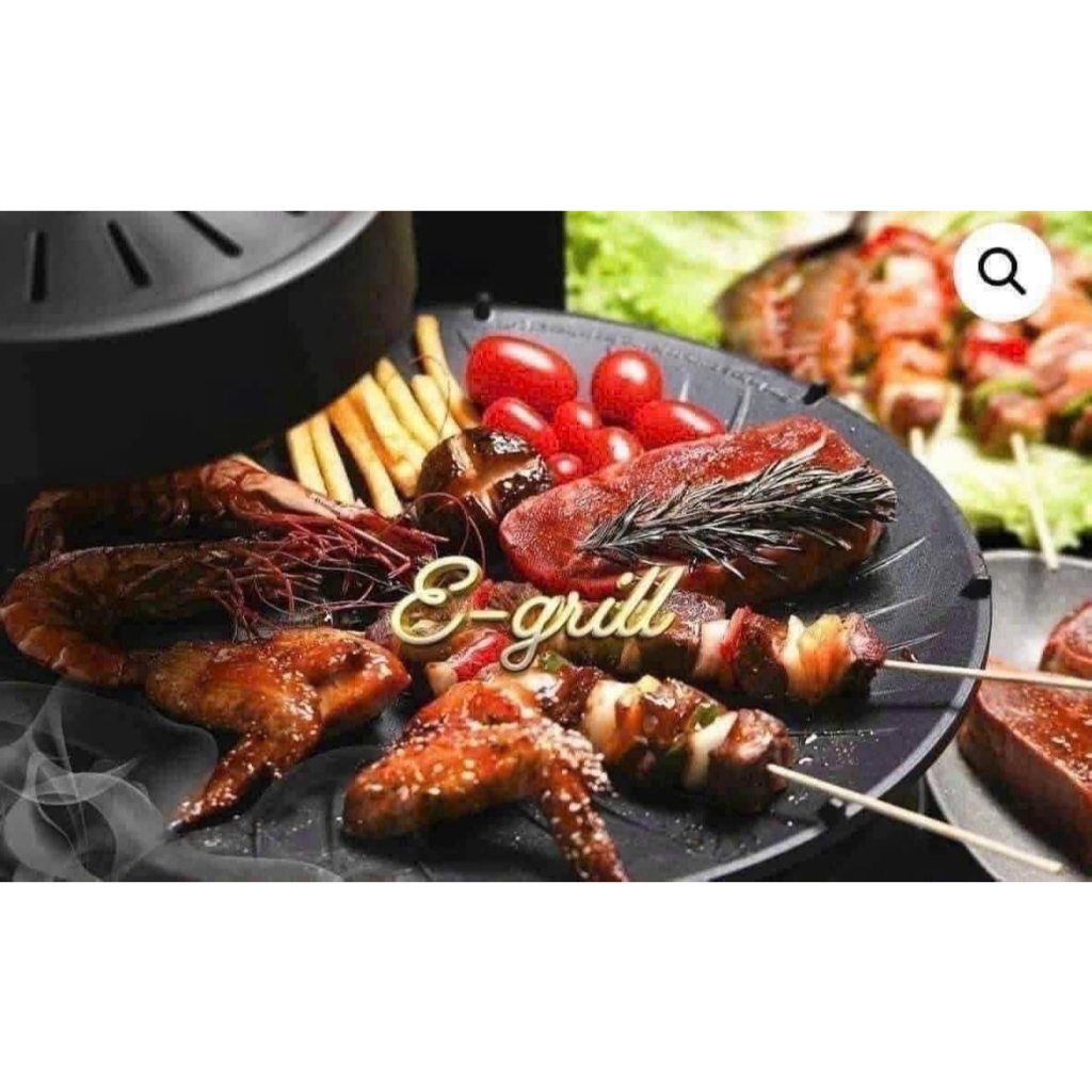 Bếp Nướng Điện E-Grill 1800W Xoay Tự Động 360 Độ, Không Mùi, Không Khói, Chống Dính, Thương Hiệu Đức