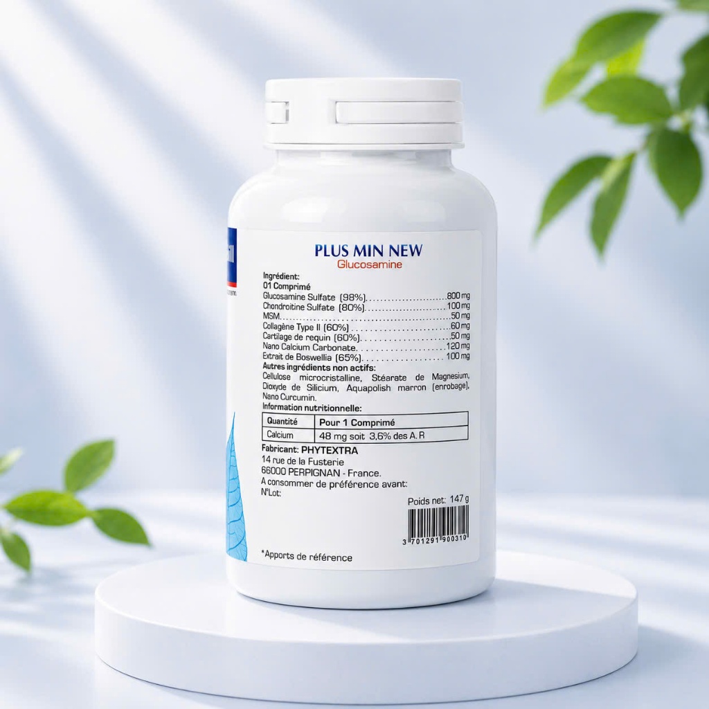 Plus Min New Glucosamine Nhập Khẩu Pháp - Hỗ Trợ Xương Khớp, Sụn Khớp, Collagen Type II 30 Viên