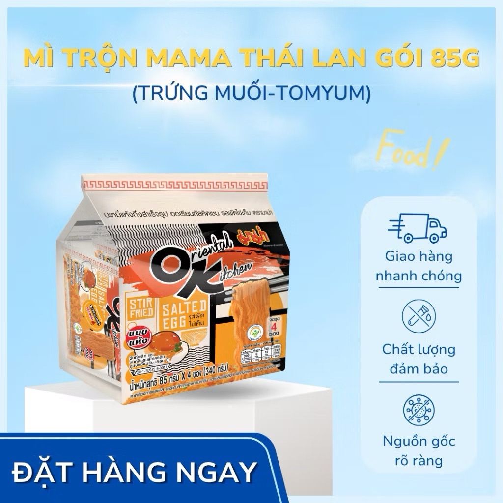 COMBO 4 GÓI MÌ TRỘN MAMA 85G(TRỨNG MUỐI-TOMYUM)