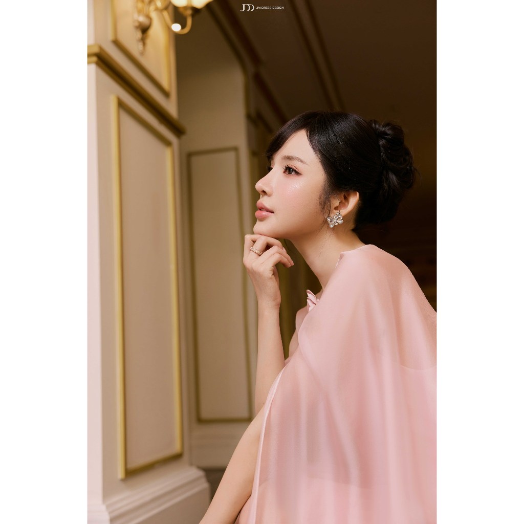 Đầm Party Cổ Yếm Chân Đổ 1P06.2605 Đầm Dự Tiệc Đính Hoa 3D, Đầm Tiểu Thư Sang Trọng Xòe Chữ A, Váy Tiệc Cưới, Sự Kiện JM