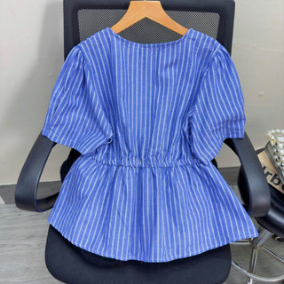 Áo Babydoll Bigsize Nữ Áo Kiểu Peplum Dáng Xòe Che Bụng Tiểu Thư Cổ Phối Nơ Dễ Thương A360