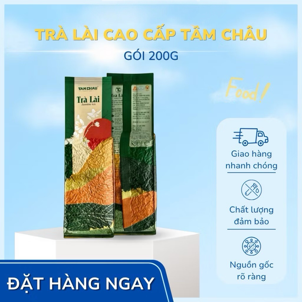 Tâm Châu Trà Lài Cao Cấp Tâm Châu Bao Nhôm Gói 200g Chính Hãng
