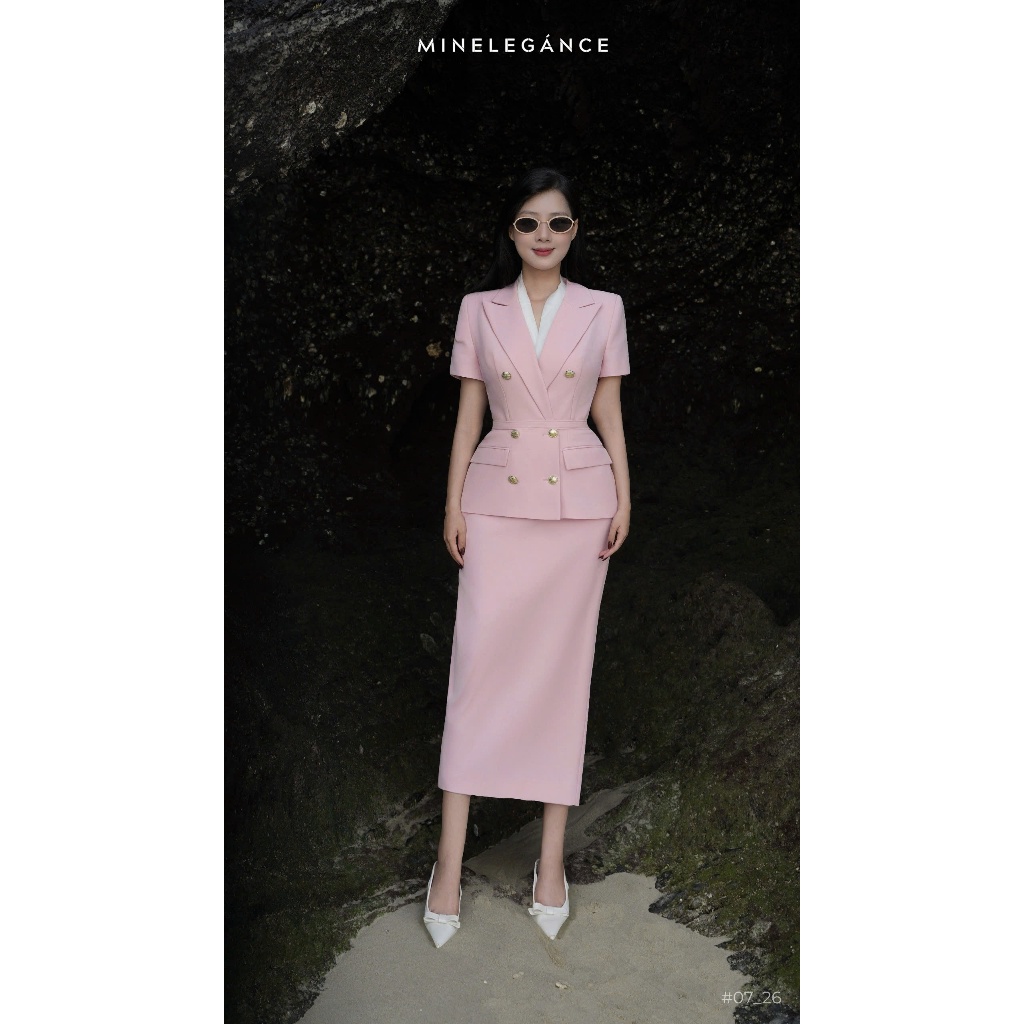 MINELEGÁNCE | SET ÁO VEST & CHÂN VÁY BÚT CHÌ THANH LỊCH, SANG TRỌNG - MIN07
