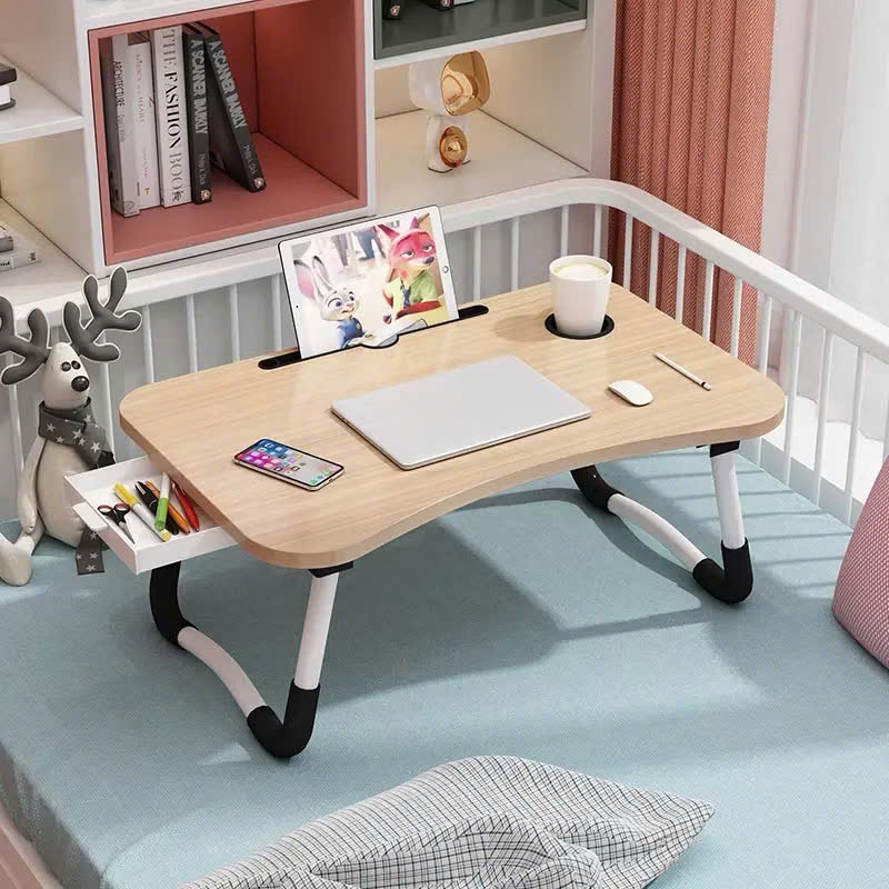 Bàn Làm Việc Gấp Gọn Đa Năng (60x40x28cm) - Tích Hợp Khe Cắm Máy Tính Bảng, Khay Cốc Và Chỗ Để Bút NAVACO