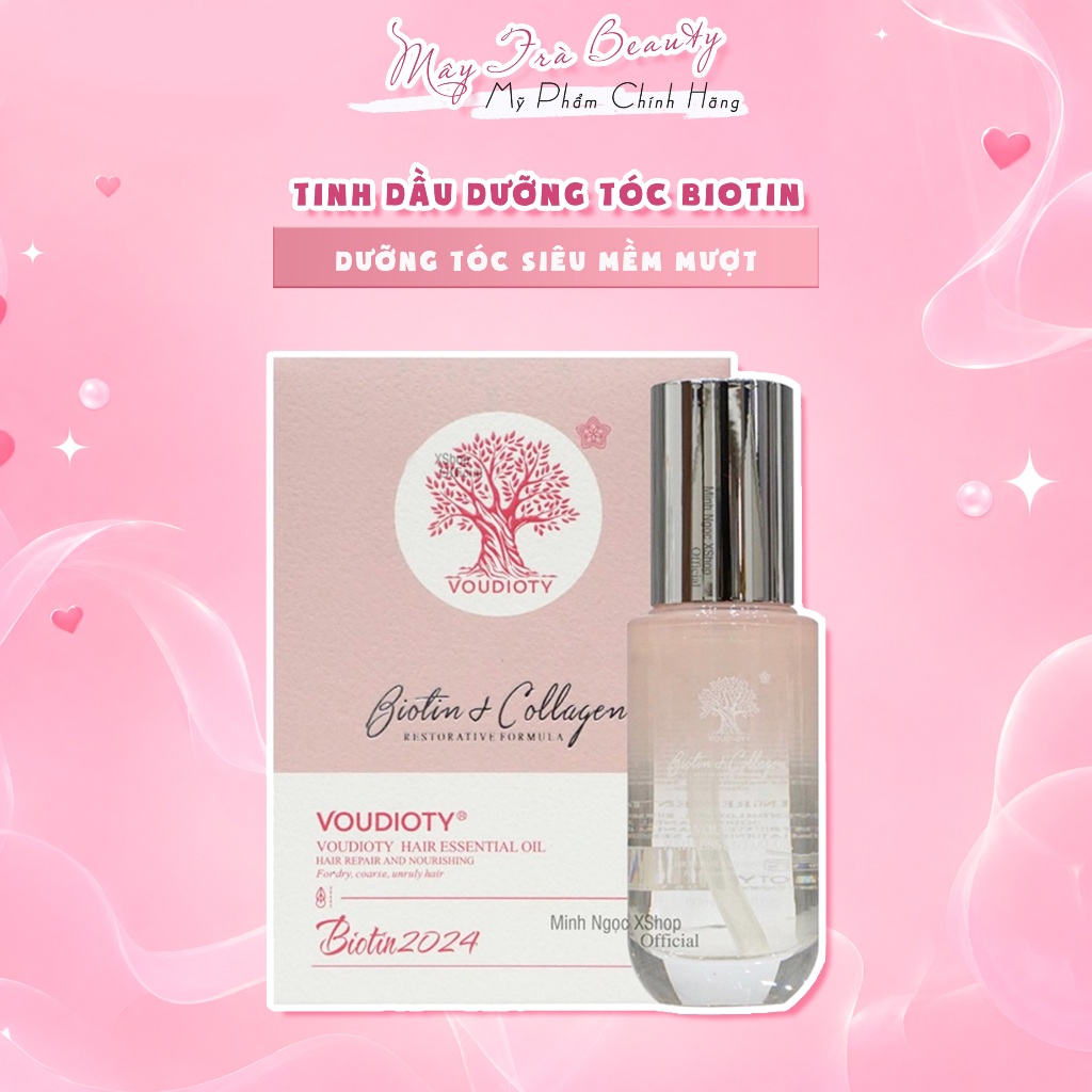 Tinh Dầu Dưỡng Tóc Biotin Collagen Voudioty Tinh Chất Hoa Hồng Giúp Tóc Chắc Khỏe, Bóng Mượt